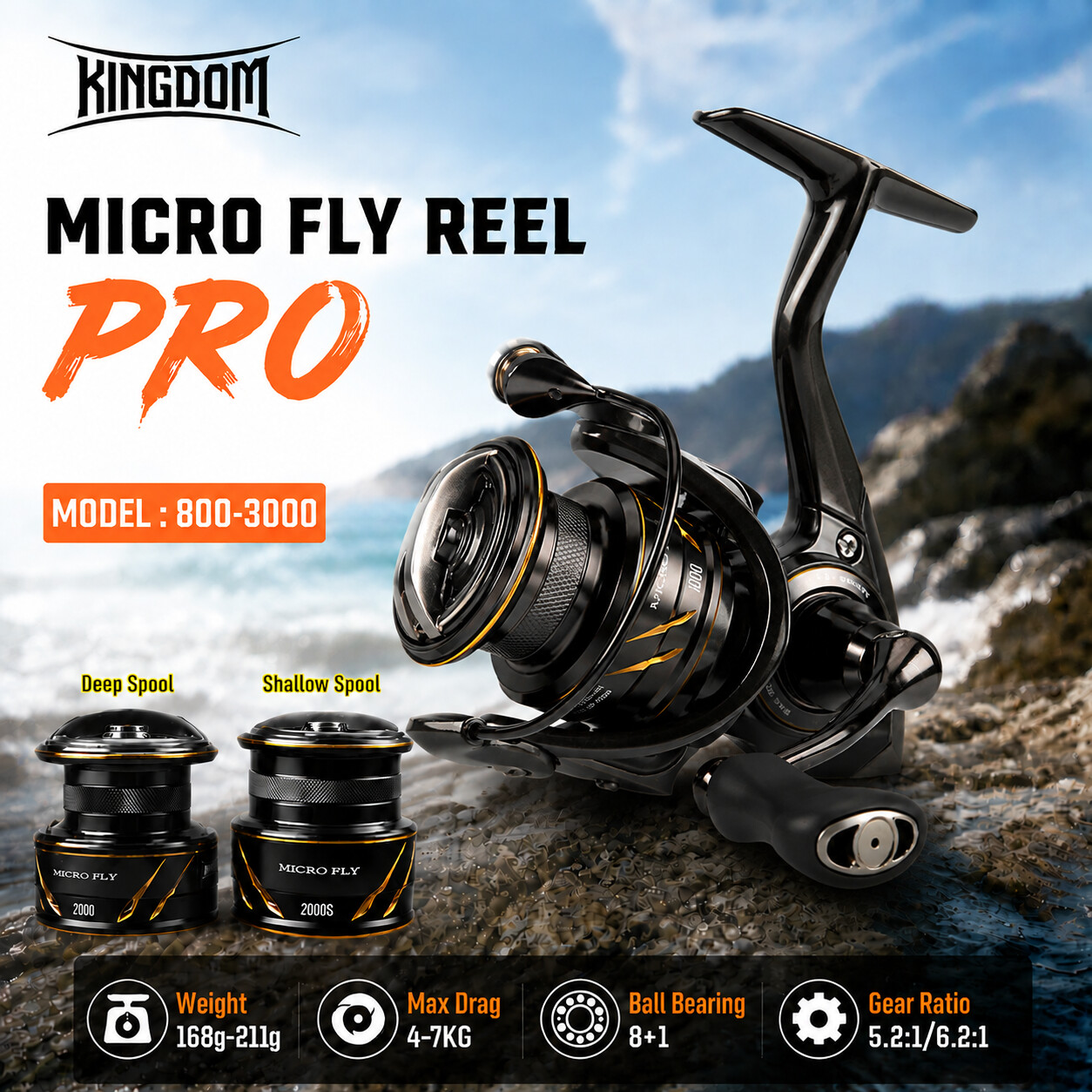 Abu Garcia Reel Revo - بكرة صيد دوارة Kingdom Micro Fly