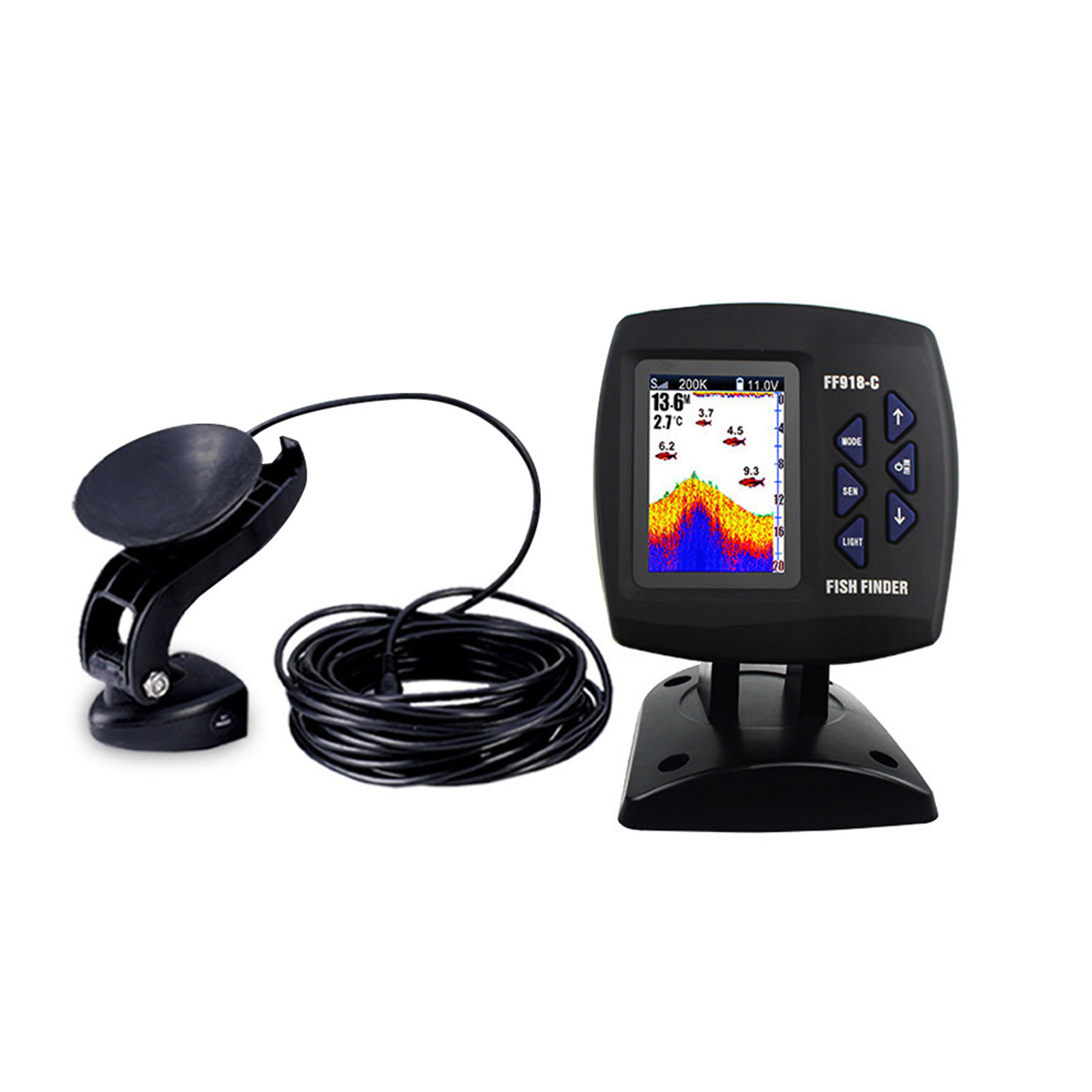 شاشة ملونة السلكية صياد السمك  - مراجعة Fishing Boat Depth Finder وسعره